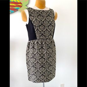 Glitzy LOFT Sleeveless Sheath Metallic Gold/Black Dress-Size 12P